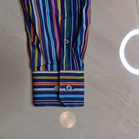 Paul & Shark Yachting Shirt Mens 44 Colorful Striped Cotton Made in Italy 44/XL - Picture 5 of 6